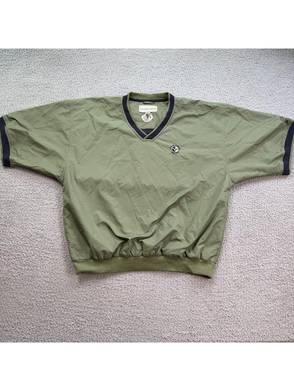 Vintage Cutter & Buck Golf Windbreaker Pullover XL Green V Neck Jacket Saints